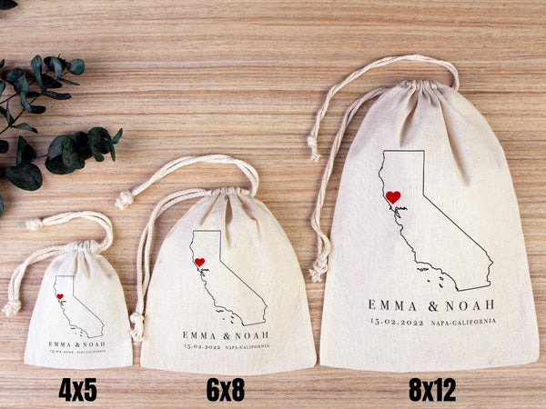 Napa Valley Wedding Tote Bag - Napa Wedding Favor Bag - Napa Valley Wedding Tote - Custom With Your Name Or Design - California Wedding Tote - Pamusan.com