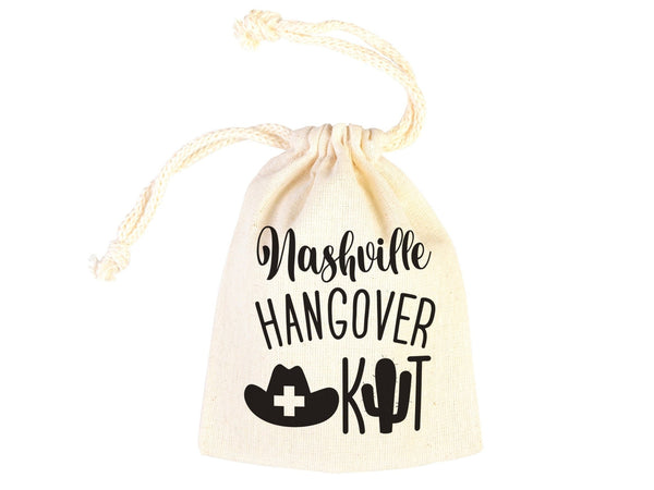 Nashville Hangover Kit Bags, Survival Kit Bags Wedding Recovery Kit Party Bachelorette Birthday Party, Organic Cotton Drawstring Pouchs Bag - Pamusan.com