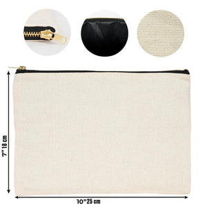 Natural Canvas Zippered Clutch Pouch – 10" × 7" (25 × 18 cm) – 10 oz - Pamusan.com