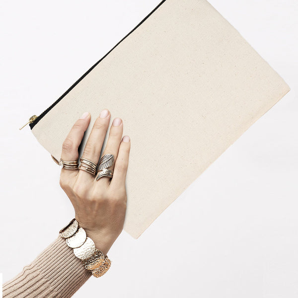Natural Canvas Zippered Clutch Pouch – 10" × 7" (25 × 18 cm) – 10 oz - Pamusan.com