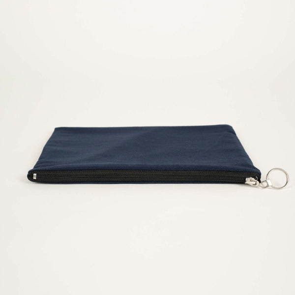 Navy Blue Cotton Zippered Clutch Pouch – 12" × 8" (30 × 21 cm) – 10 oz Fabric - Pamusan.com