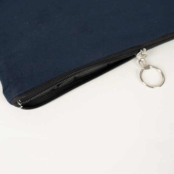 Navy Blue Cotton Zippered Clutch Pouch – 12" × 8" (30 × 21 cm) – 10 oz Fabric - Pamusan.com