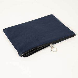 Navy Blue Cotton Zippered Clutch Pouch – 12" × 8" (30 × 21 cm) – 10 oz Fabric - Pamusan.com