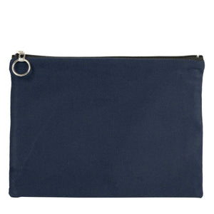 Navy Blue Cotton Zippered Clutch Pouch – 12" × 8" (30 × 21 cm) – 10 oz Fabric - Pamusan.com