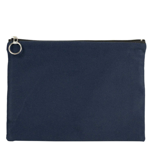 Navy Blue Cotton Zippered Clutch Pouch – 12" × 8" (30 × 21 cm) – 10 oz Fabric - Pamusan.com