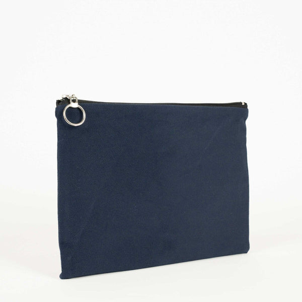Navy Blue Cotton Zippered Clutch Pouch – 12" × 8" (30 × 21 cm) – 10 oz Fabric - Pamusan.com