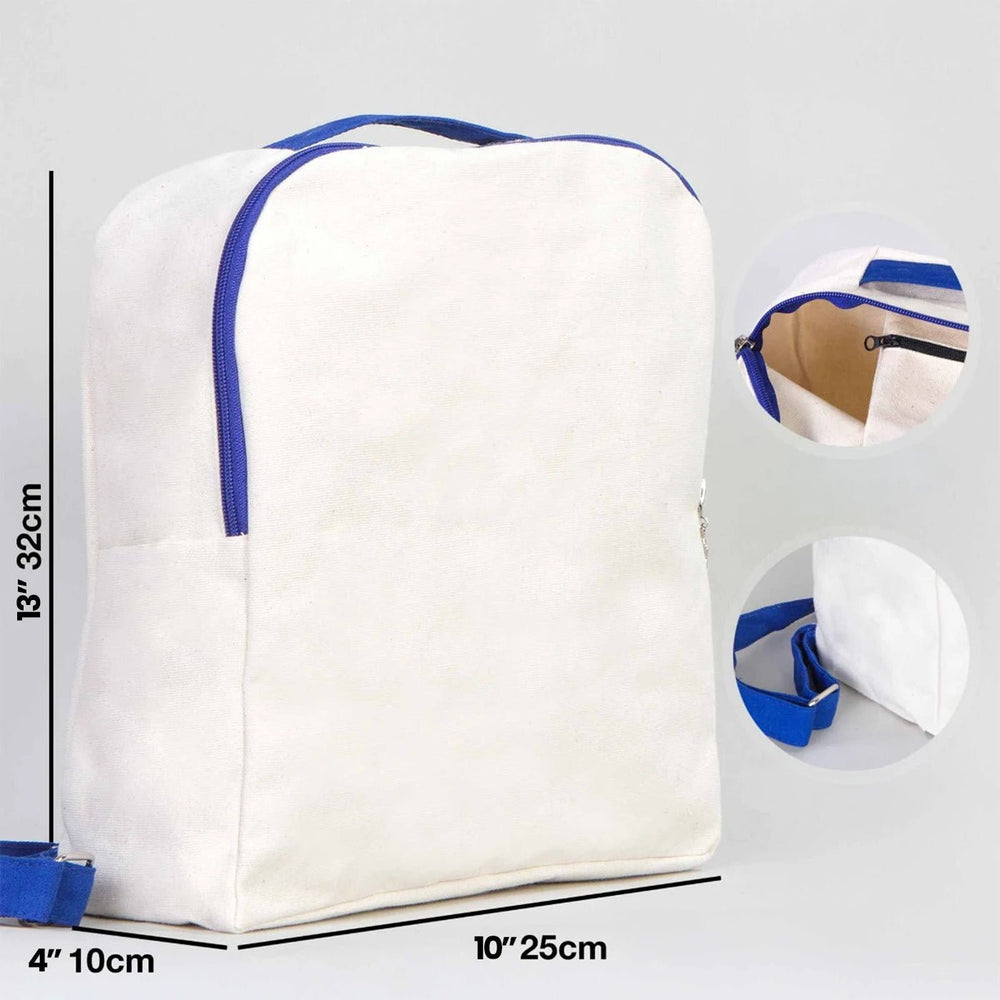 Navy Blue VIP Canvas Backpack – 10" × 13" (25 × 32 cm), 10 oz - Pamusan.com