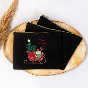 New Year Black Clutch Bag 8" × 6" (20× 15 cm) – New Year Printed Design for Gifting - Pamusan.com