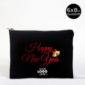 New Year Black Clutch Bag 8" × 6" (20× 15 cm) – New Year Printed Design for Gifting - Pamusan.com