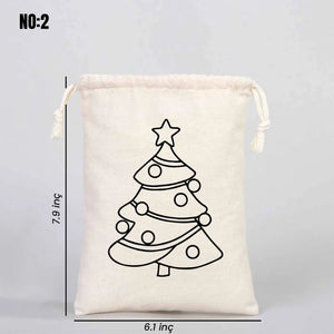 New Year Coloring Cotton Pouch – Paintable Drawstring Gift Bag - Pamusan.com