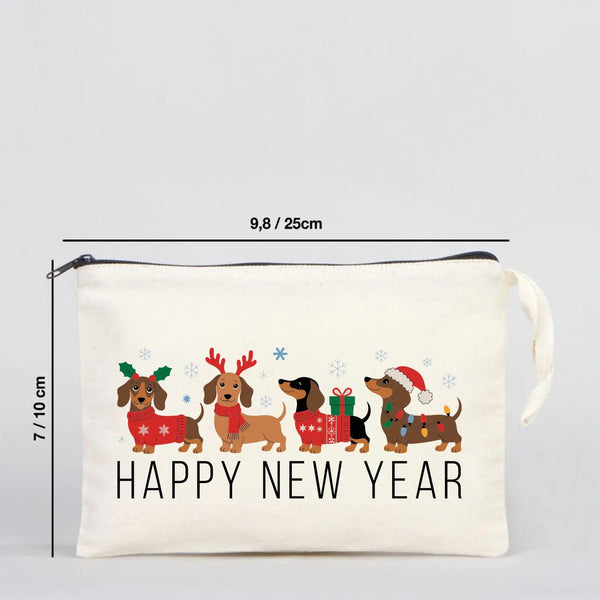 New Year Cotton Clutch Bag – 18 Festive Models, Zippered Pouch (Choose Your Design) - Pamusan.com