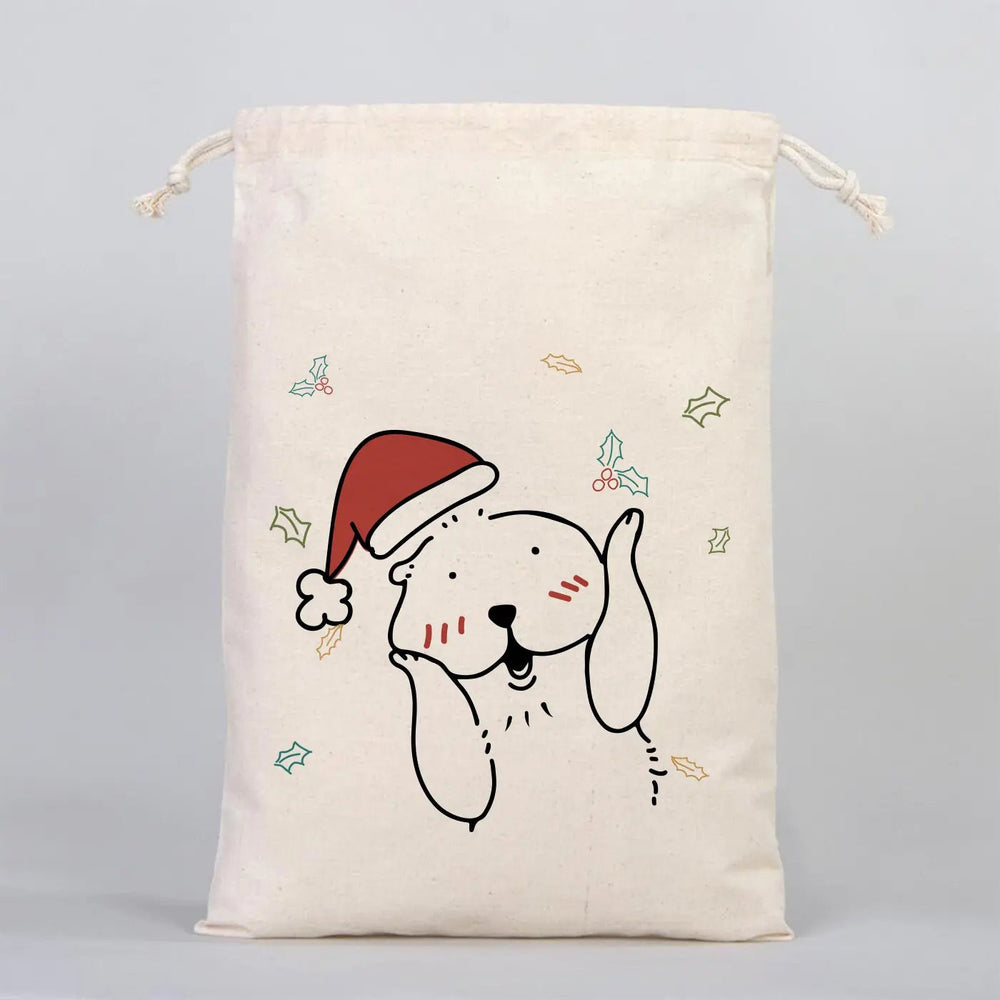 New Year Drawstring Pouch 8" × 12" (20 × 30 cm) – Natural Cotton Gift Bag for Festive Gifts - Pamusan.com