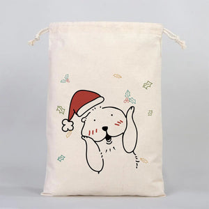 New Year Drawstring Pouch 8" × 12" (20 × 30 cm) – Natural Cotton Gift Bag for Festive Gifts - Pamusan.com
