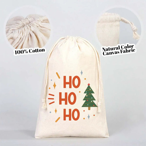 New Year Drawstring Pouch 8" × 12" (20 × 30 cm) – Natural Cotton Gift Bag for Festive Gifts - Pamusan.com