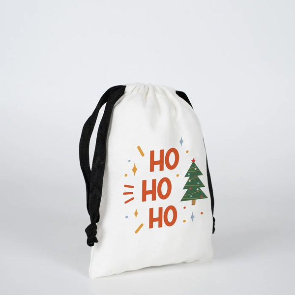 New Year Drawstring Pouch – Holiday Cotton Gift Bag with Black Strings - Pamusan.com