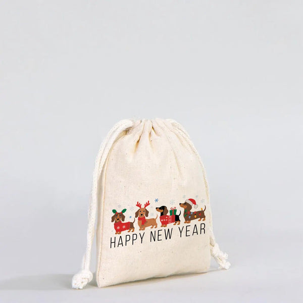 New Year Fabric Pouch – 4" × 5" (10 × 13 cm) | Customizable Holiday Gift Bag - Pamusan.com