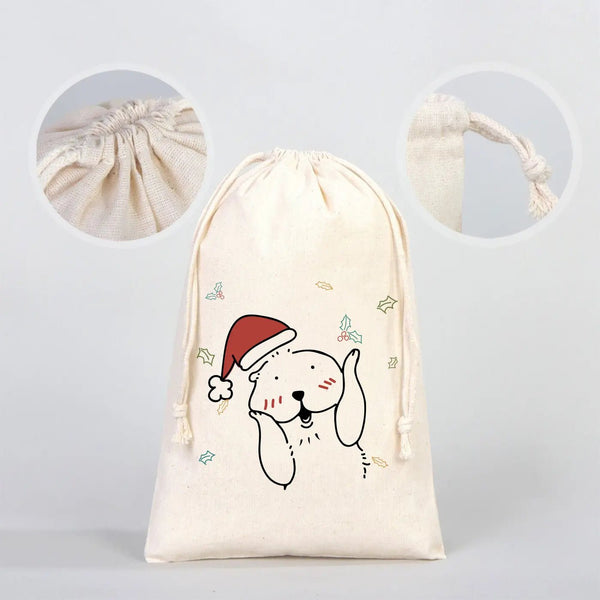 New Year Gift Pouch 8" × 12" (20 × 30 cm) – Custom Cotton Drawstring Bag for Holiday Gifts - Pamusan.com