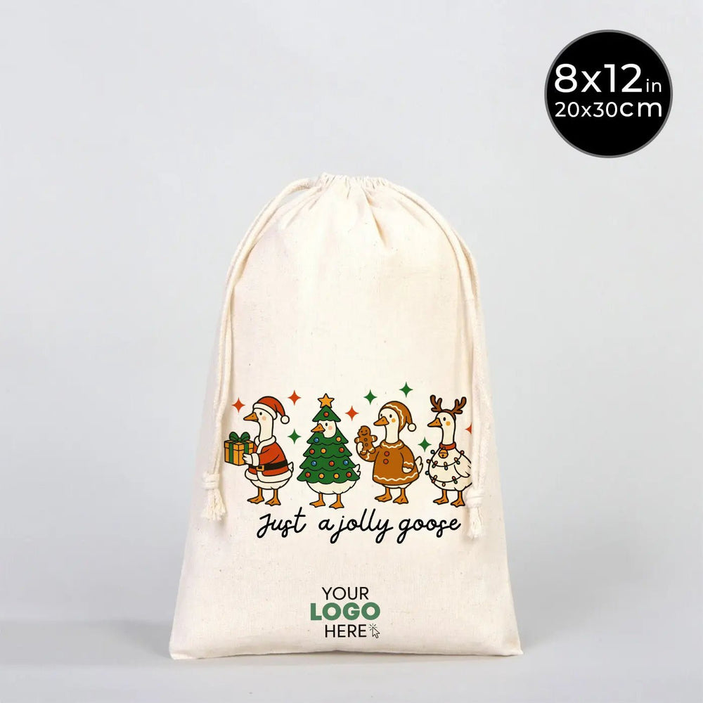New Year Gift Pouch 8" × 12" (20 × 30 cm) – Custom Cotton Drawstring Bag for Holiday Gifts - Pamusan.com