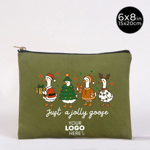 New Year Green Clutch Bag 8" × 6" (20 × 15 cm) – Festive Holiday Printed Design for Gifting - Pamusan.com