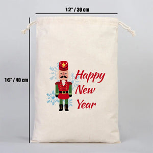 New Year Holiday Cotton Drawstring Bag 12" × 16" (30 × 40 cm) – Gift Pouch - Pamusan.com