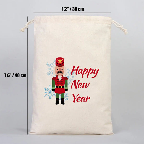 New Year Holiday Cotton Drawstring Bag 12" × 16" (30 × 40 cm) – Gift Pouch - Pamusan.com