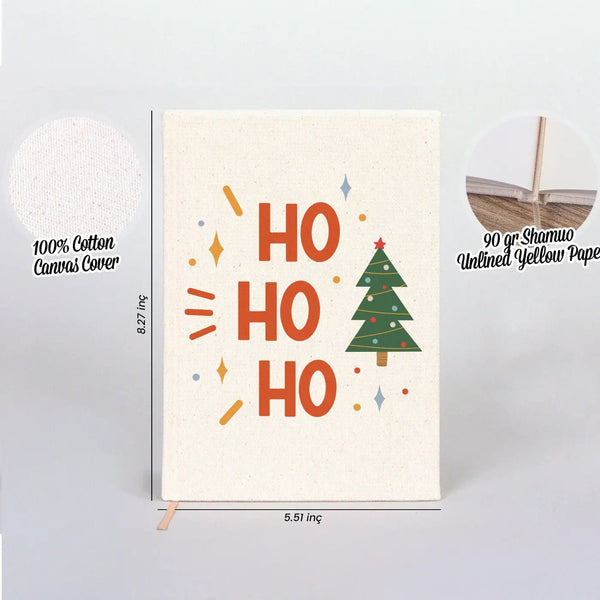 New Year Notebook – Ho Ho Ho Christmas Themed Journal | Canvas Notebook - Pamusan.com