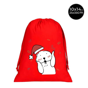 New Year Red Cotton Pouch 10" × 14" (25 × 35 cm) – Drawstring Gift Bag, Custom Printed - Pamusan.com