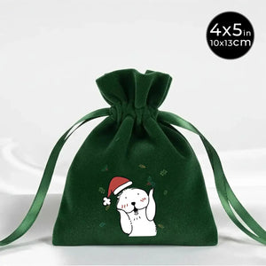 New Year Velvet Drawstring Pouch 4" × 5" (10 × 13 cm) – Printed Holiday Gift - Pamusan.com