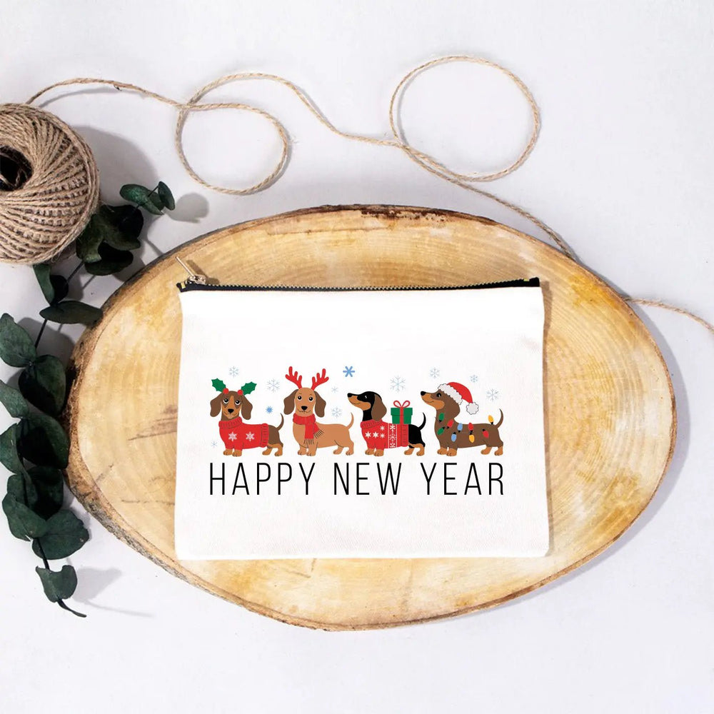 New Year White Clutch Bag 8" × 6" (20 × 15 cm) – New Year Printed Design for Gifting - Pamusan.com