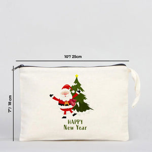 New Year Zipper Pouch 10" × 7" (25 × 18 cm) – Personalized Holiday Gift Cotton Bag - Pamusan.com