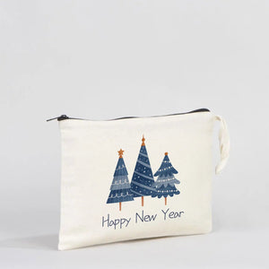 New Year Zipper Pouch 10" × 7" (25 × 18 cm) – Personalized Holiday Gift Cotton Bag - Pamusan.com
