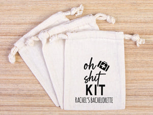 Oh Shit Kit Bags – Bachelorette Hangover & Recovery Cotton Pouches - Pamusan.com