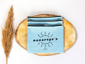 Organizer Cosmetic Bag ,Blue Clutch Bag 8"W x 6"H , Logo Design Make Up Bag - Pamusan.com