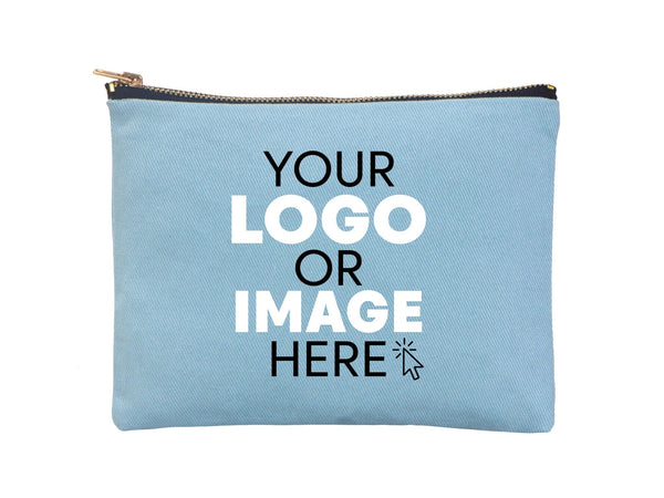 Organizer Cosmetic Bag ,Blue Clutch Bag 8"W x 6"H , Logo Design Make Up Bag - Pamusan.com