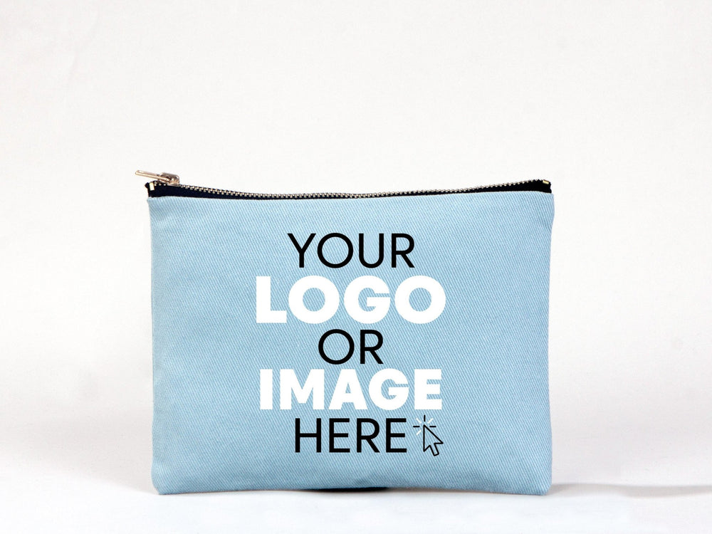 Organizer Cosmetic Bag ,Blue Clutch Bag 8"W x 6"H , Logo Design Make Up Bag - Pamusan.com