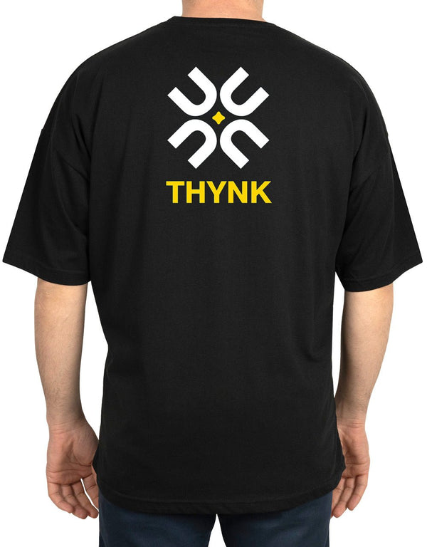 Oversized Bicycle Collar Printed T-Shirt Black - Pamusan.com