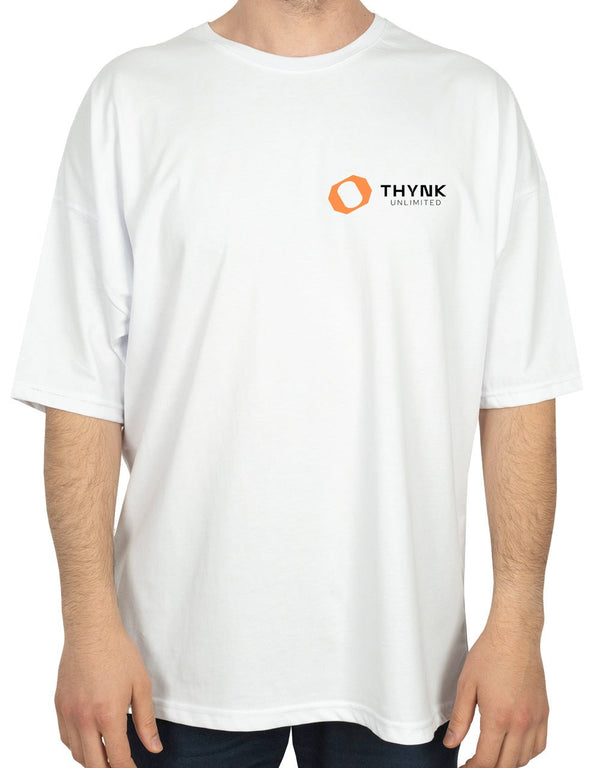 Oversized Bicycle Collar Printed T-Shirt White - Pamusan.com