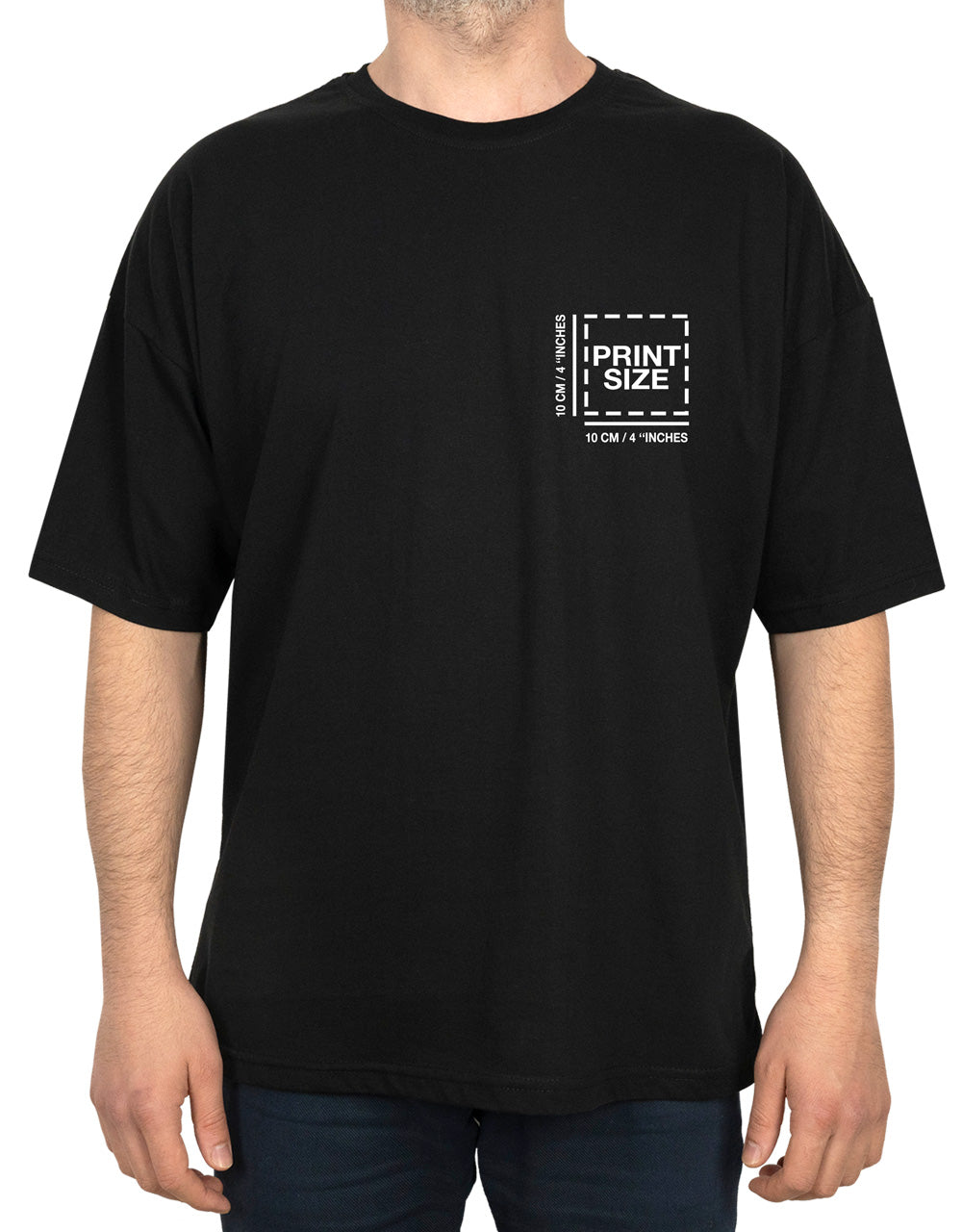 Oversized Bicycle Collar Printed T-Shirt Black