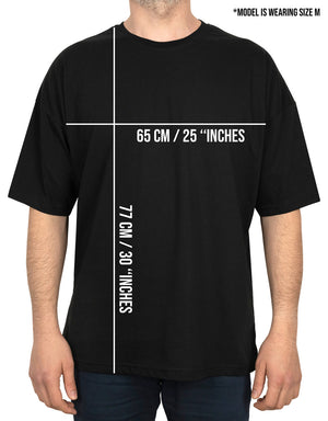 Oversized Bicycle Collar Printed T-Shirt Black