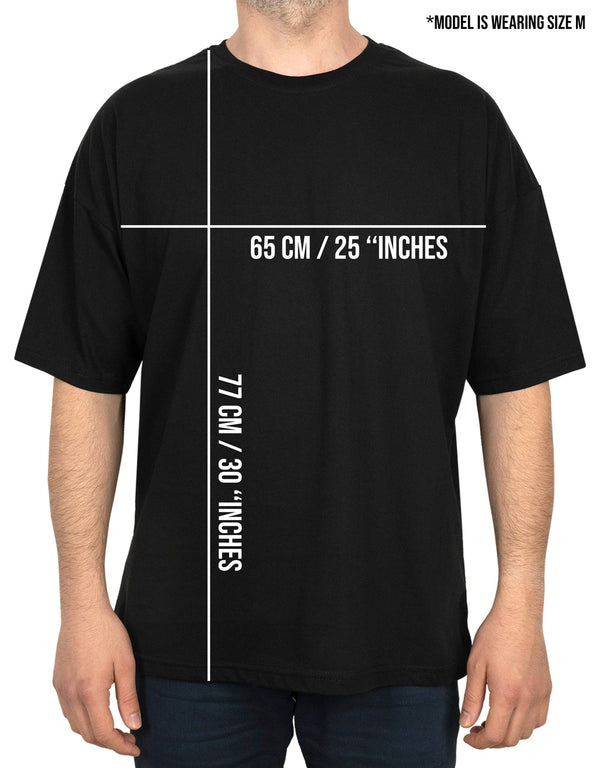 Oversized Bicycle Collar Printed T-Shirt Black