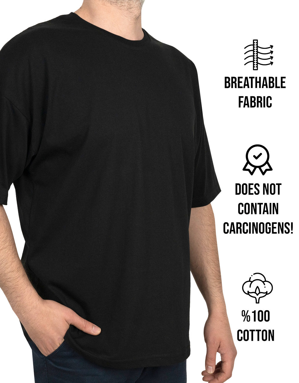 Oversized Bicycle Collar Non-printing T-Shirt Black