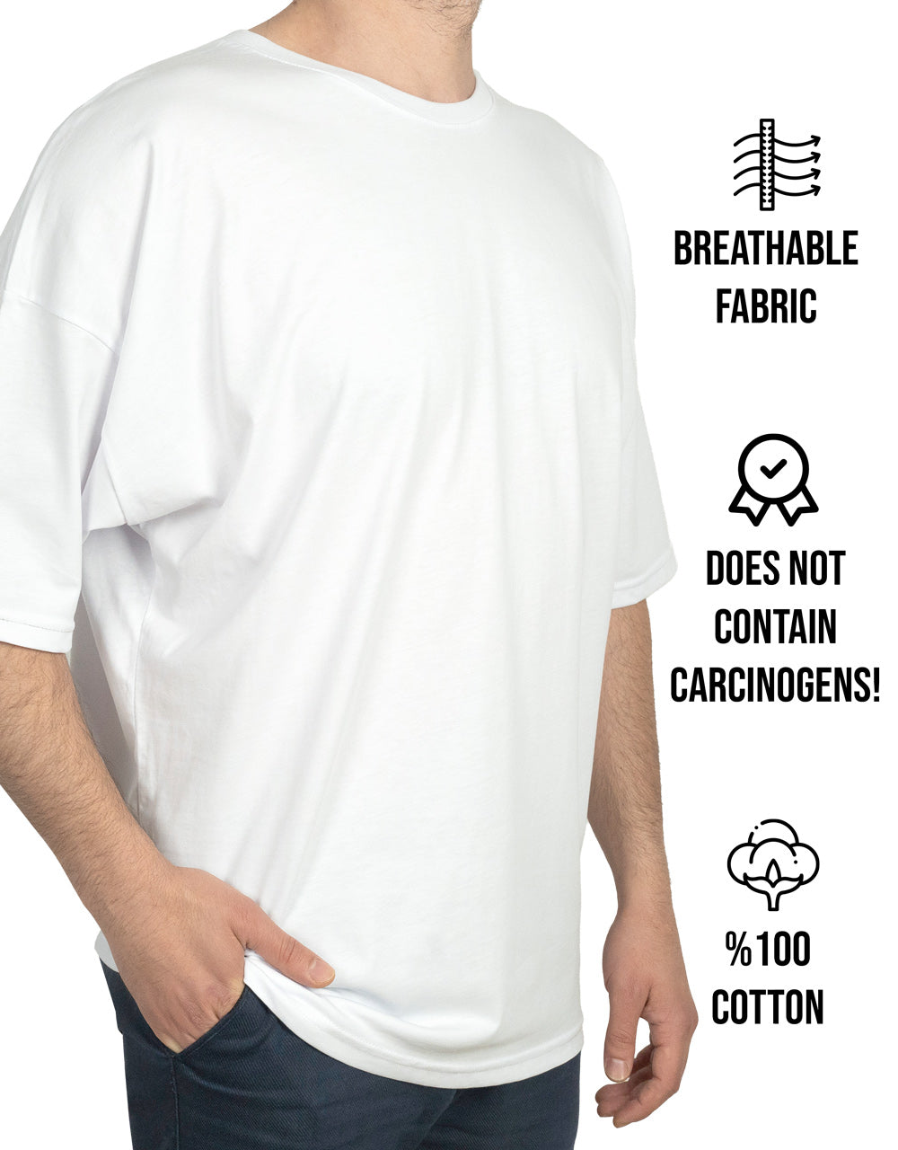 Oversized Bicycle Collar Non-printing T-Shirt White