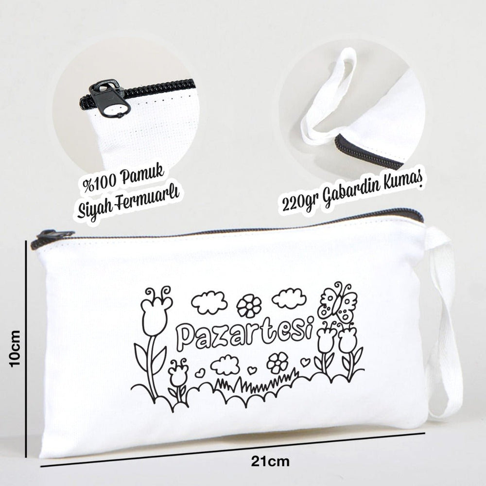 Paintable Pencil Case with Monday Design – 8" × 4" - 6 oz - Pamusan.com