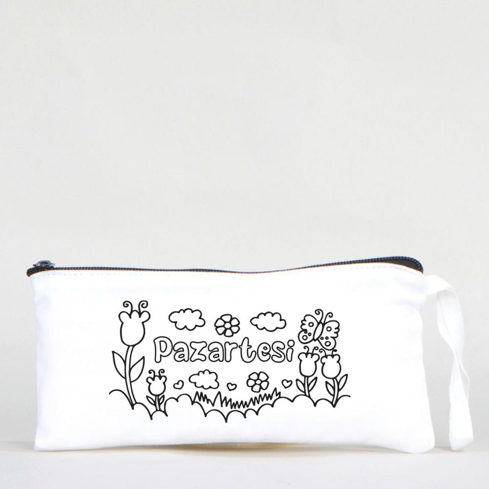 Paintable Pencil Case with Monday Design – 8" × 4" - 6 oz - Pamusan.com