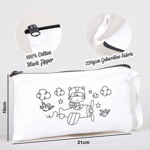 Paintable Pencil Case with The World of Helicopters Design – 8" × 4" - 6 oz - Pamusan.com