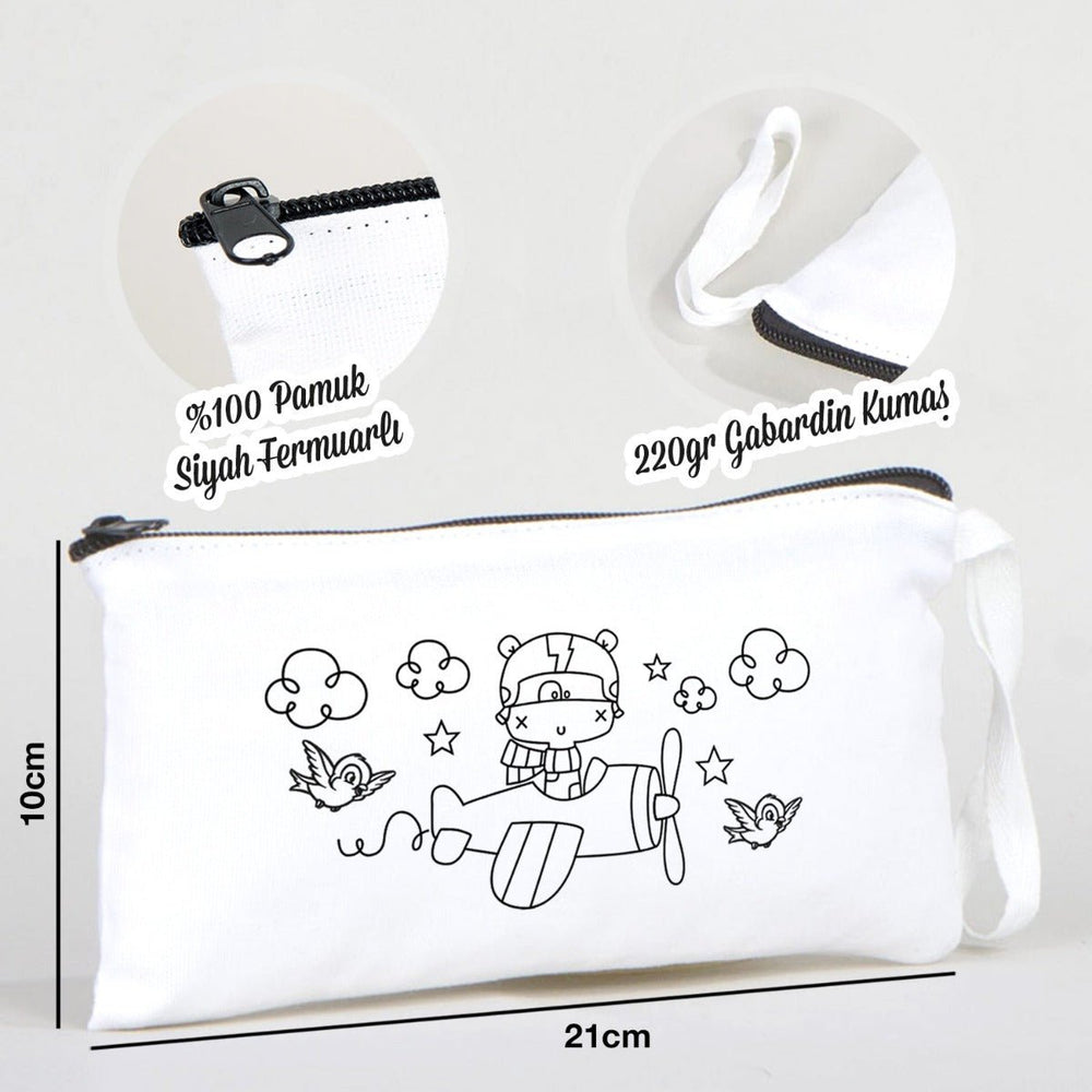 Paintable Pencil Case with The World of Helicopters Design – 8" × 4" - 6 oz - Pamusan.com