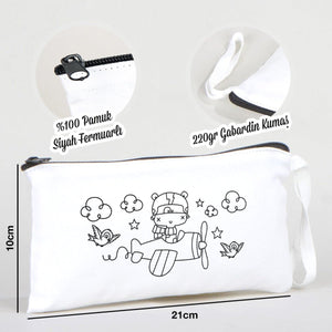 Paintable Pencil Case with The World of Helicopters Design – 8" × 4" - 6 oz - Pamusan.com