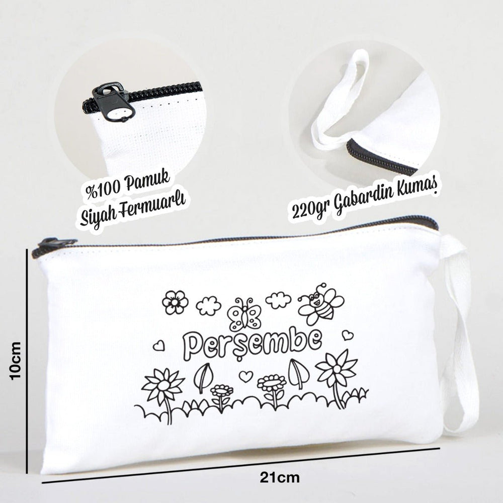 Paintable Pencil Case with Thursday Design – 8" × 4" - 6 oz - Pamusan.com