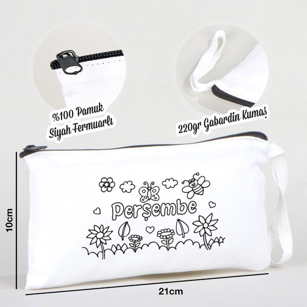 Paintable Pencil Case with Thursday Design – 8" × 4" - 6 oz - Pamusan.com