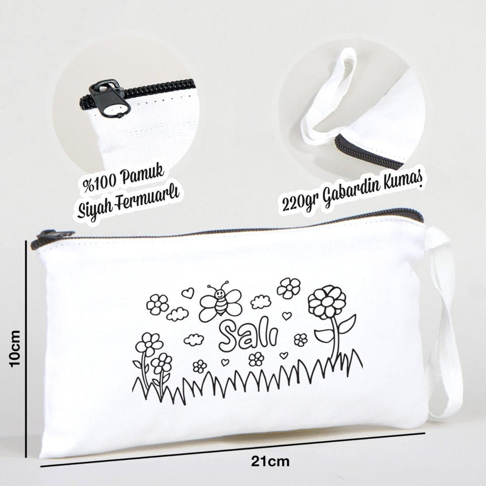 Paintable Pencil Case with Tuesday Design – 8" × 4" - 6 oz - Pamusan.com